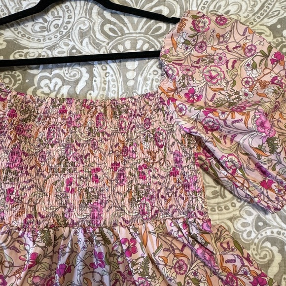 Pink Floral Puff Sleeve Cassie Dress- BRIDGERTON VIBES - Picture 6 of 7